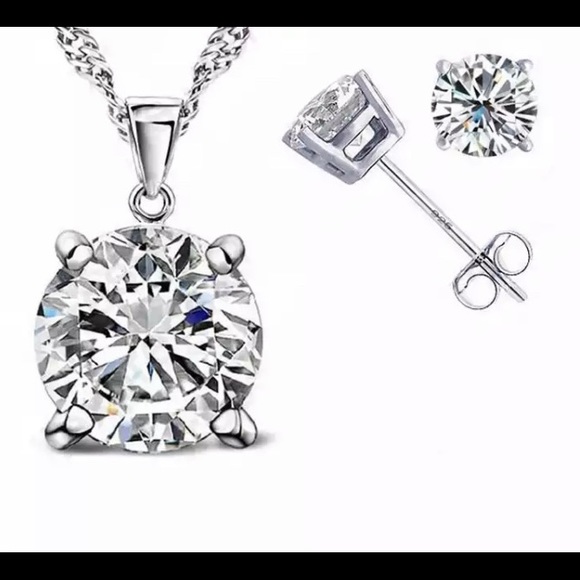 NEW .925 Sterling Silver Earring and Necklace Set - Picture 2 of 6